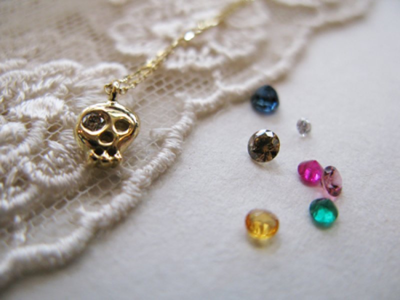 画像1: 【vo?te ヴウテ】18k　セレクトストーンネックレス/skull (1)