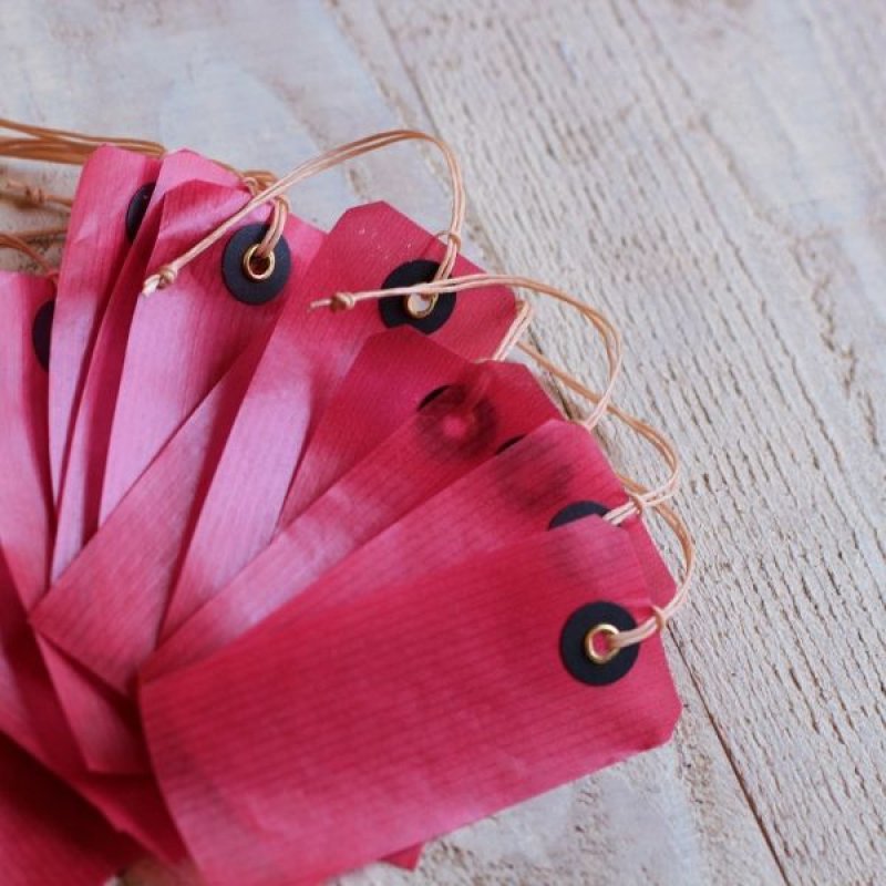 画像2: ★STEP1★蝋引き荷札　蝋引き紐つき　レッド (2)