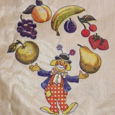 画像1: ★STEP1★フランスのマルシェ袋　ピエロと果物　5枚入