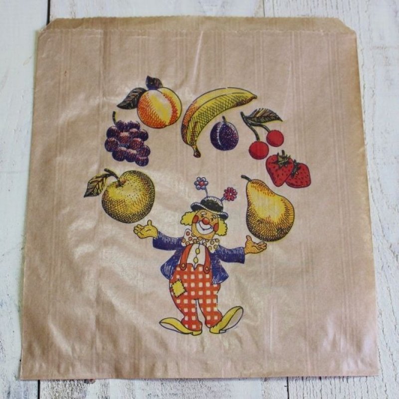 画像2: ★STEP1★フランスのマルシェ袋　ピエロと果物　5枚入 (2)