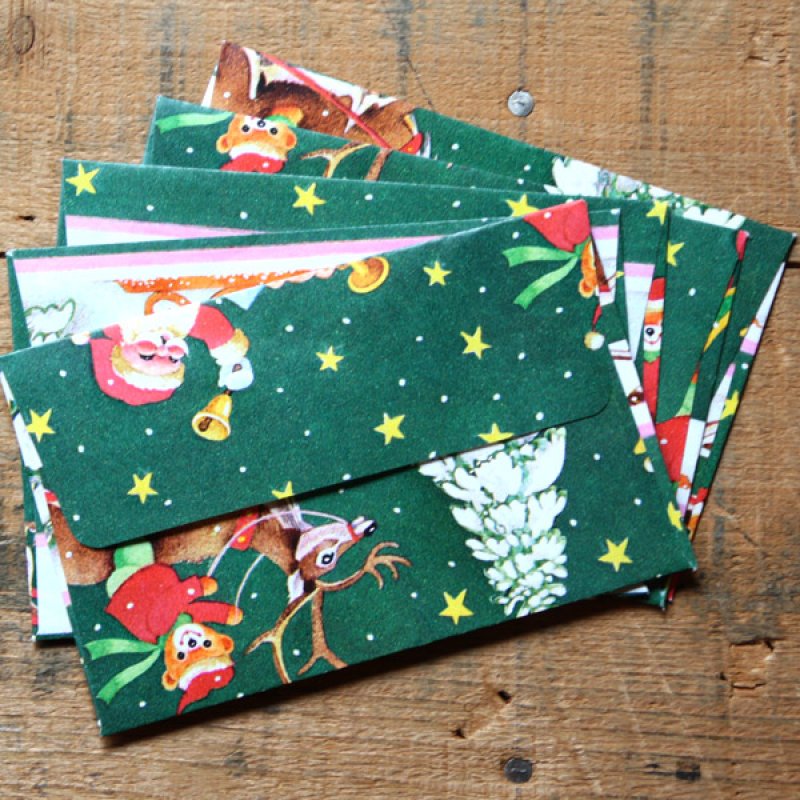 画像2: THE LETTERS ドイツの包装紙封筒 サンタとトナカイ (2)