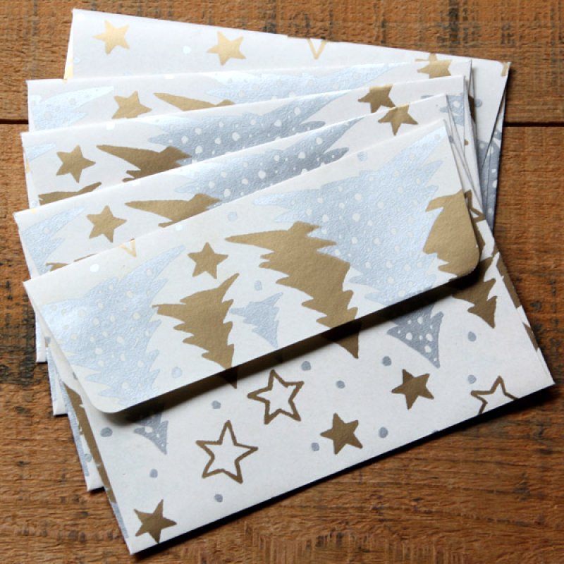画像2: THE LETTERS ドイツの包装紙封筒 星とツリー (2)
