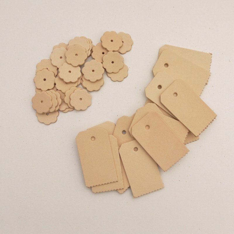 画像1: ★STEP3★ THE LETTERS 本革ハギレシリーズ　レザー封緘ボタンフラワー・革荷札　お徳用セット (1)