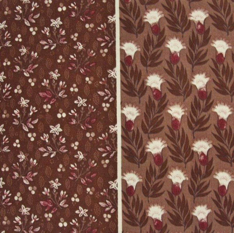 画像1: THE LETTERS ヨーロッパのリネン オランダ　Chintz fabric【Ducth Garden 】BROWN　140×50cm (1)