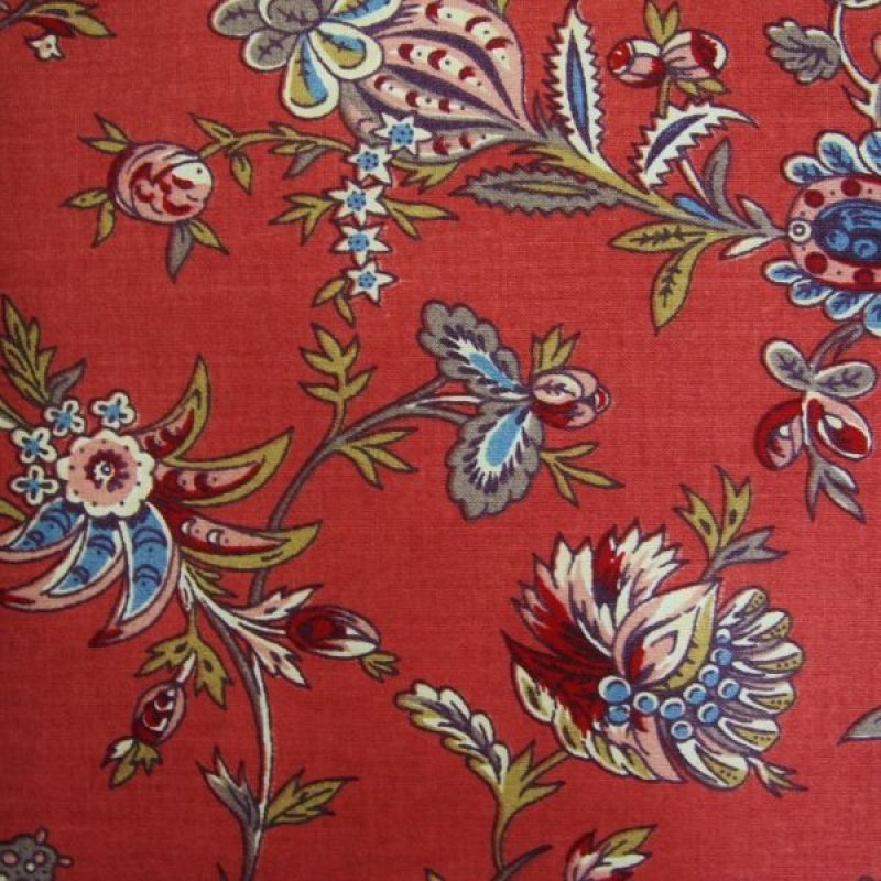 画像1: THE LETTERS ヨーロッパのリネン オランダ　Chintz fabric【Waterland】RED　140×50cm (1)