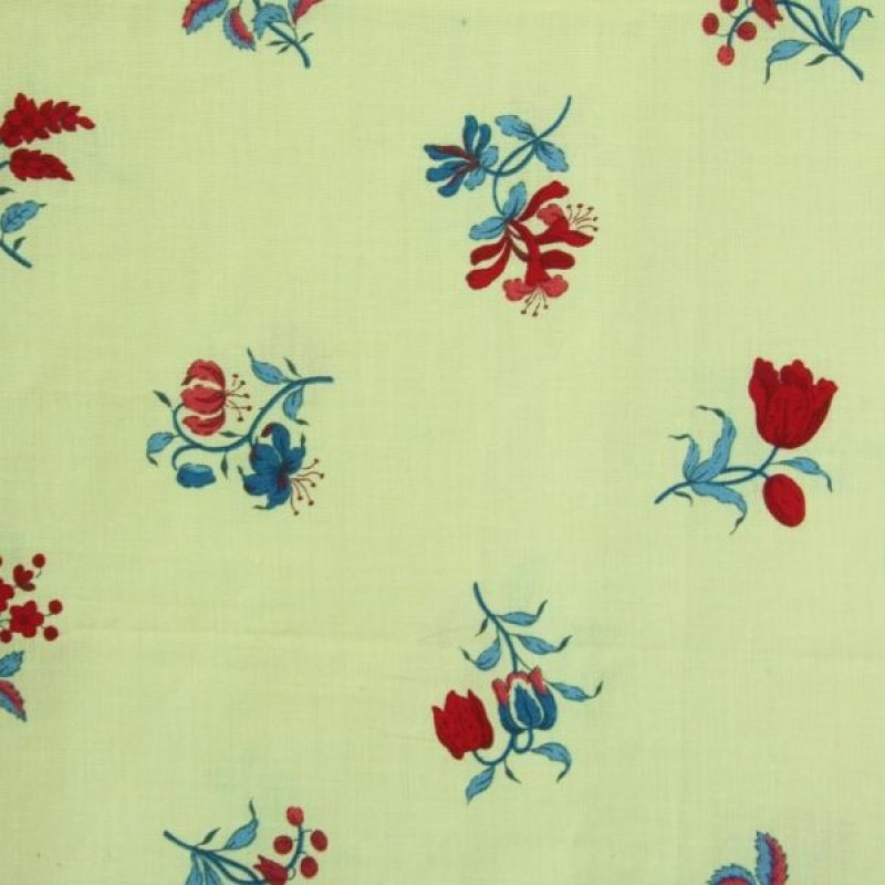 画像1: THE LETTERS ヨーロッパのリネン オランダ　Chintz fabric【RED FLOWER】　140×50cm (1)