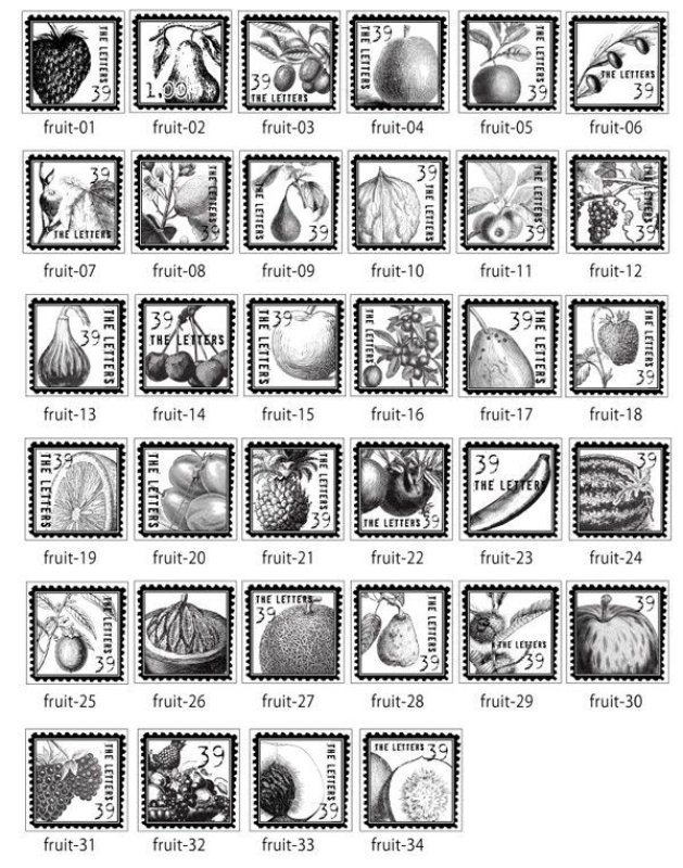 画像3: ★STEP3★THE LETTERS 切手スタンプ きのこ・フルーツ (3)
