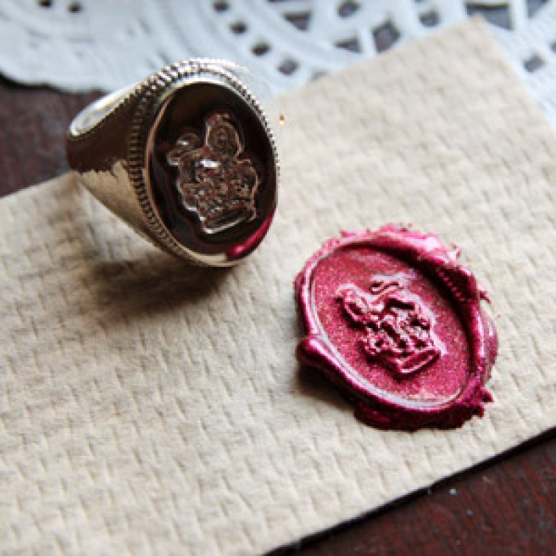 画像2: SEALING WAX SIGNET RING  CROWN&LION 〜王冠とライオン〜   (2)
