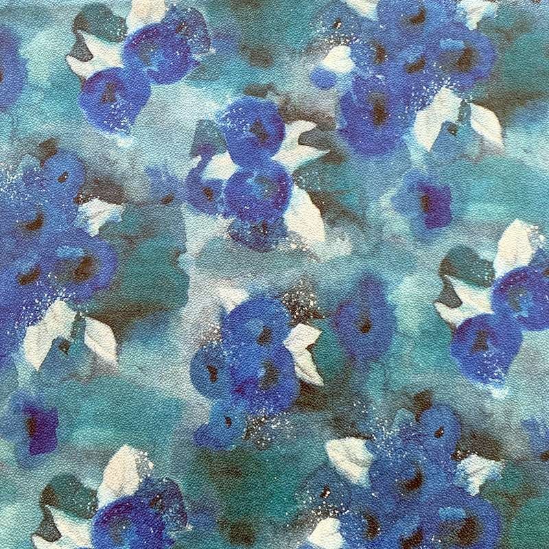 画像1: ドイツのシルキーペーパー 青いお花 (1)
