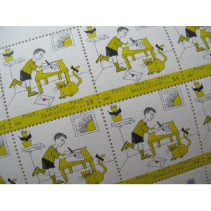 画像: ★STEP1★ドイツの子供切手　手紙とネコ