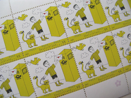 画像1: ★STEP1★ドイツの子供切手　ポストとネコ