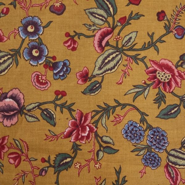 画像1: THE LETTERS ヨーロッパのリネン オランダ　Chintz fabric【Plant】MUSTARD　140×50cm