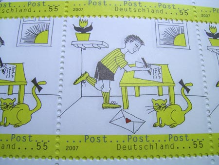 画像: ★STEP1★ドイツの子供切手　手紙とネコ